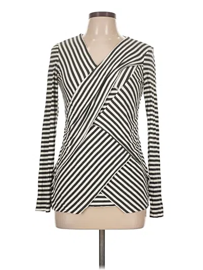 Pre-owned 41hawthorn Long Sleeve Top Ivory Plunge Neckline Tops In White