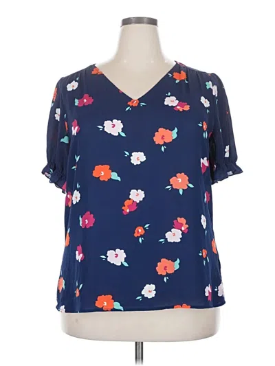 Pre-owned 41hawthorn Short Sleeve Blouse In Blue