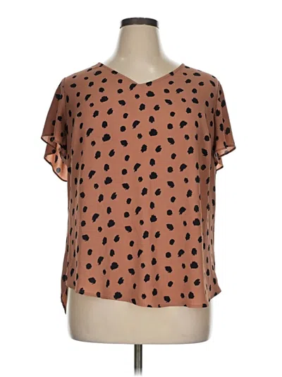 Pre-owned 41hawthorn Short Sleeve Blouse In Brown