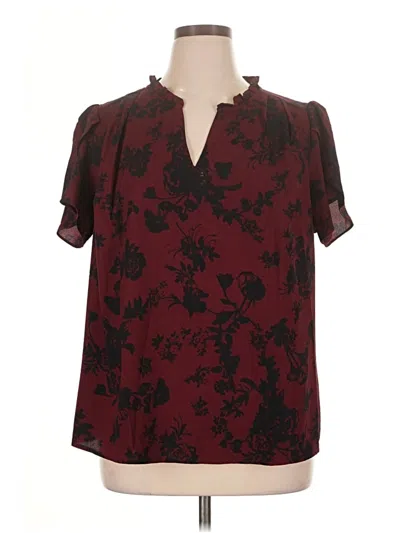 Pre-owned 41hawthorn Short Sleeve Blouse In Burgundy