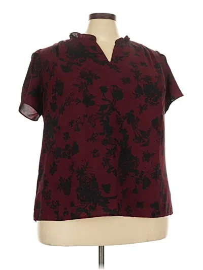 Pre-owned 41hawthorn Short Sleeve Blouse In Burgundy