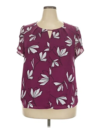 Pre-owned 41hawthorn Short Sleeve Blouse In Burgundy