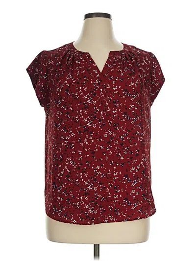 Pre-owned 41hawthorn Short Sleeve Blouse In Burgundy