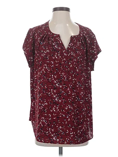 Pre-owned 41hawthorn Short Sleeve Blouse In Burgundy