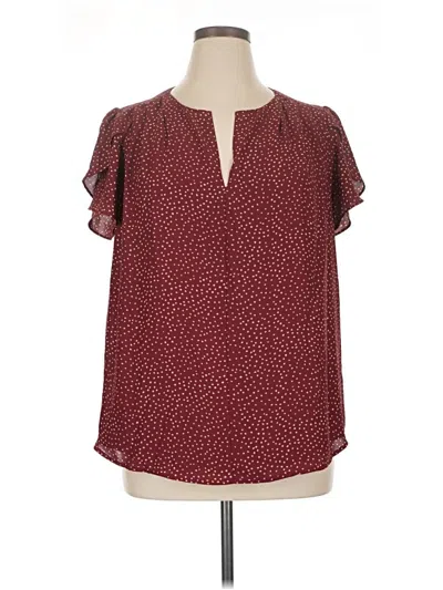 Pre-owned 41hawthorn Short Sleeve Blouse In Burgundy