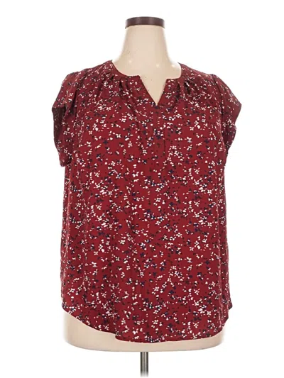 Pre-owned 41hawthorn Short Sleeve Blouse In Burgundy