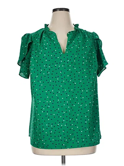 Pre-owned 41hawthorn Short Sleeve Blouse In Green