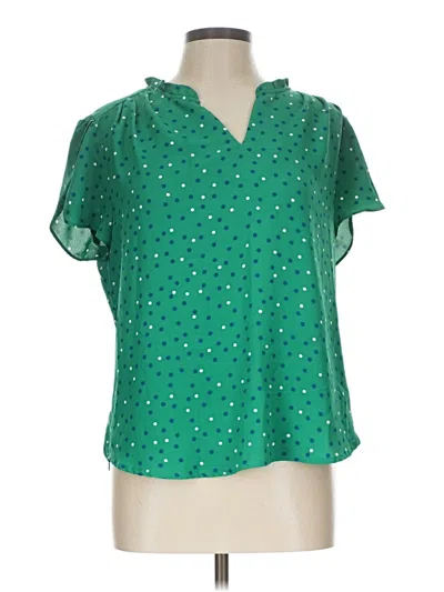 Pre-owned 41hawthorn Short Sleeve Blouse In Green