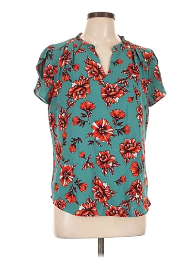 Pre-owned 41hawthorn Short Sleeve Blouse In Teal