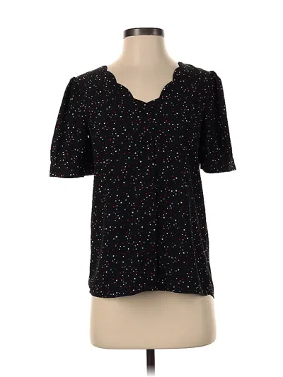 Pre-owned 41hawthorn Short Sleeve Top Black Stars Pattern Sweetheart Neckline Tops