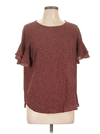 Pre-owned 41hawthorn Short Sleeve Top Burgundy Crew Neck Tops