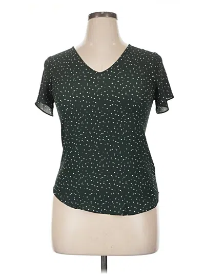 Pre-owned 41hawthorn Short Sleeve Top Green Stars Pattern V-neck Tops