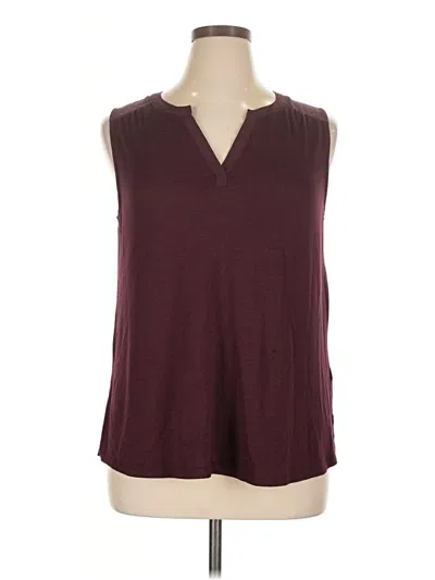 Pre-owned 41hawthorn Sleeveless Top Burgundy V-neck Tops