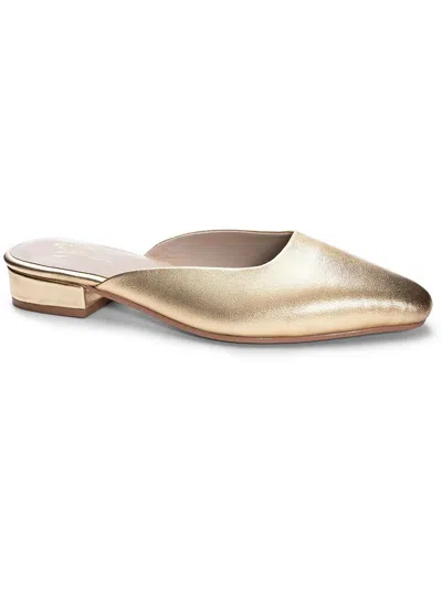 42 Gold Alista Womens Leather Metallic Mules In Gold