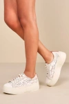 42 GOLD GLEE CREAM LACE PLATFORM LACE-UP SNEAKERS