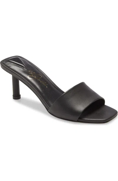42 GOLD 42 GOLD LILITH SANDALS WOMEN'S BLACK LEATHER SQUARE TOE STILETTO HEEL JOBB281