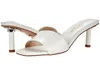 42 Gold Lilith Sandals Women White Leather Square Toe Stiletto Heel Jobb539