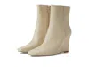 42 Gold Olanna Womens Bootie Tan Leather Side Zip Wedge Boots Jobb1717 In Brown