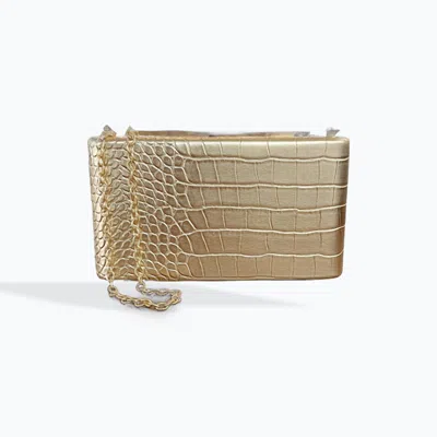 42 Gold Women's Croc Embossed Clutch In Gold