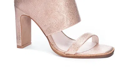 42 Gold Women's Linx Scaly Metallic Slip On Heels In Rose Gold In Pink