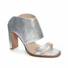 42 Gold Linx Slide Sandal In Silver