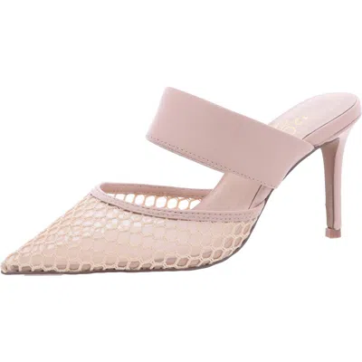 42 Gold Womens Mesh Inset Faux Leather Pumps In Beige