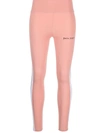 PALM ANGELS WOMAN PINK SPORTS LEGGINGS WITH LOGO AND SIDE BANDS,PWVG001F21FAB001 3810