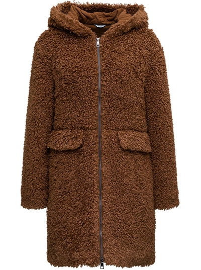 Liu •jo Brown Teddy Coat With Pockets