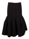 A.W.A.K.E. QUILTED PLEATED MIDI SKIRT,AW21S08PL10 BLACK