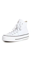 Converse White Chuck Taylor All Star Lift Platform High Sneakers In White/black/white