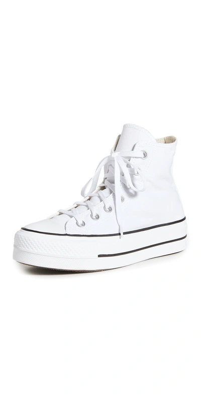 Converse Chuck Taylor All Star Lift High Top Sneakers In White/black/white