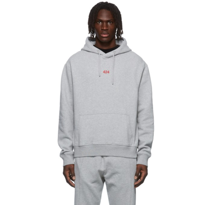 424 Logo-embroidered Cotton Hoodie In Grey