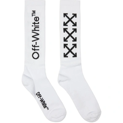 Off-white 箭头印花中长棉质袜子 In White