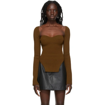 Khaite Maddy Ribbed-knit Sweater In Brown | ModeSens
