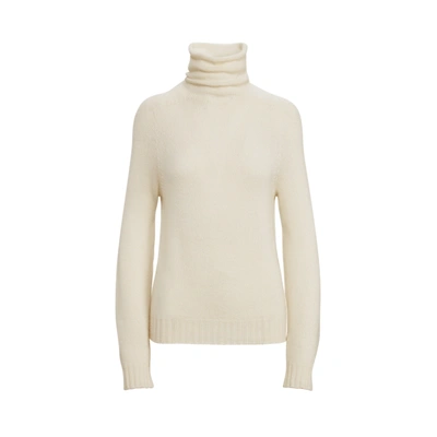 Ralph Lauren Cashmere Long-sleeve Funnelneck Sweater In Ecru