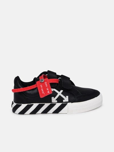 Off-white Black Leather Low Strap Sneakers