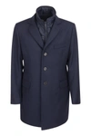 Fay Single-breasted Fitted Coat In Blue