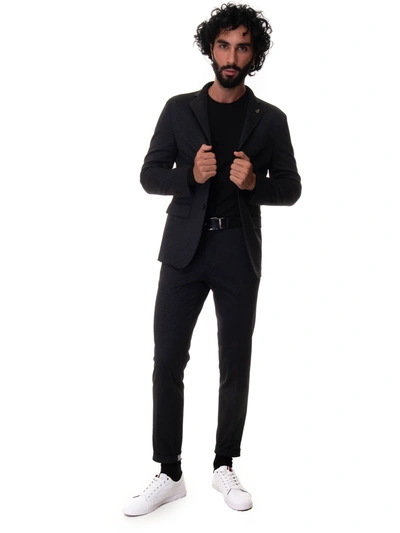 Paoloni Suit With 2 Buttons Black Polyester Man