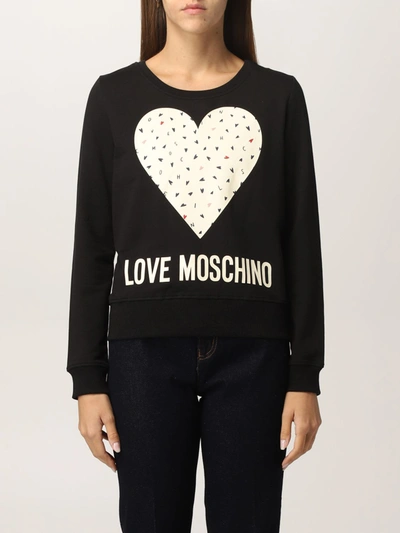 Love Moschino Printed Cotton-blend Fleece Sweatshirt In Black