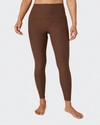 Beyond Yoga Caught In The Midi High-waist Space-dye Leggings In Mahogany Brown He