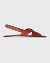 The Row Meera Woven Calfskin Flat Slingback Sandals In Cognac