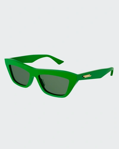 Bottega Veneta Acetate Cat-eye Sunglasses In Shiny Solid Green
