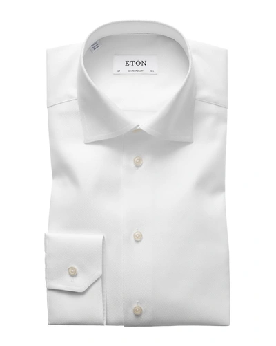 Eton Contemporary-fit Tonal Satin Striped Formal Shirt In White