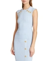 Balmain Ribbed Button Detail Tank Top In Light Blue