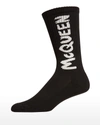 Alexander Mcqueen Men's Graffiti Logo Socks In Blackbone
