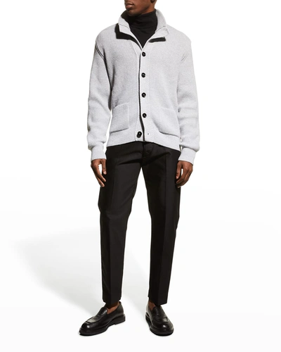 Tom Ford Shawl-collar Cable-knit Cashmere-blend Knitted Cardigan In Neutrals