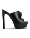 Versace 140mm Medusa Leather Platform Mules In Black Black