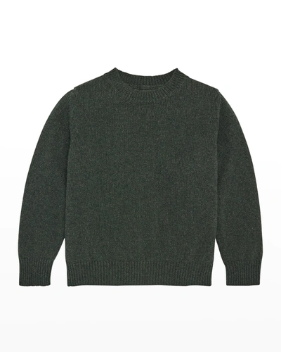 The Row Kid's Solid Cashmere Rib-knit Sweater In Forest Green