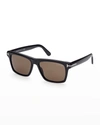 Tom Ford Buckley-02 Black Square-frame Sunglasses In 01h Black/brown