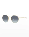 Ray Ban Rb356553y Round Metal Sunglasses In Gold Flash